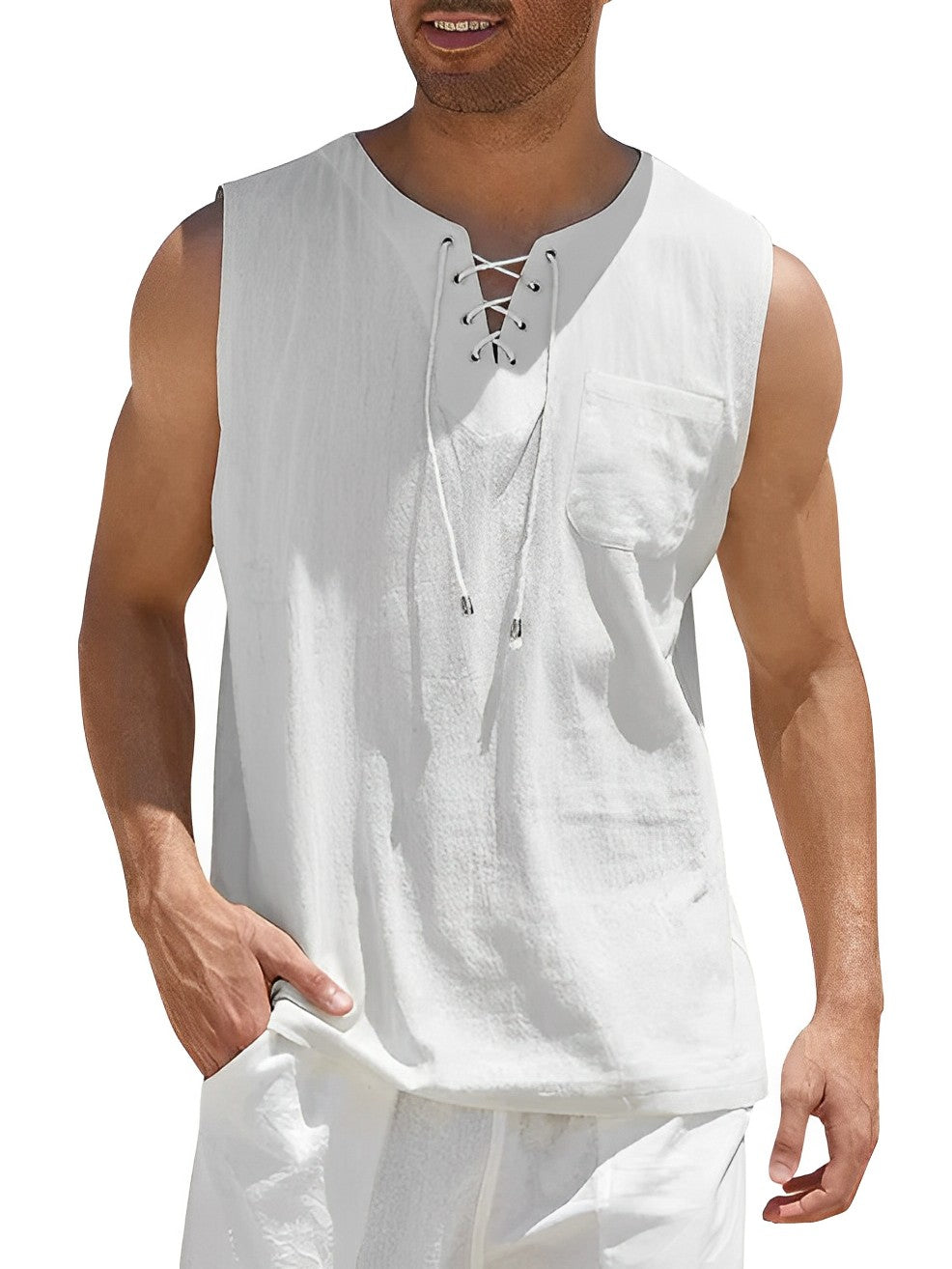 Men's Tank Top Loose Fit Sleeveless Vest Ribbed Casual Beach Holiday Gym Everyday Layering Breathable Jax