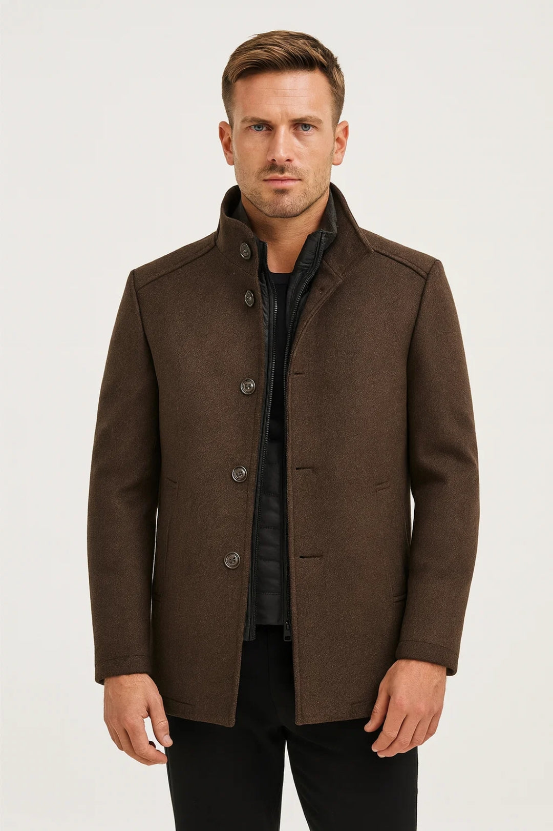 Men's Warm Jacket Button Front Lined Closure Casual Layering