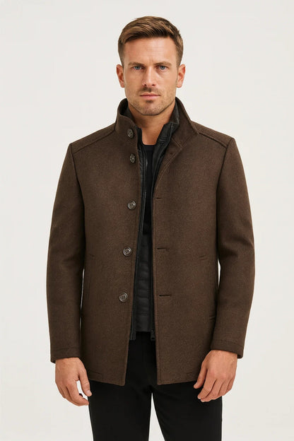 Men's Warm Jacket Button Front Lined Closure Casual Layering