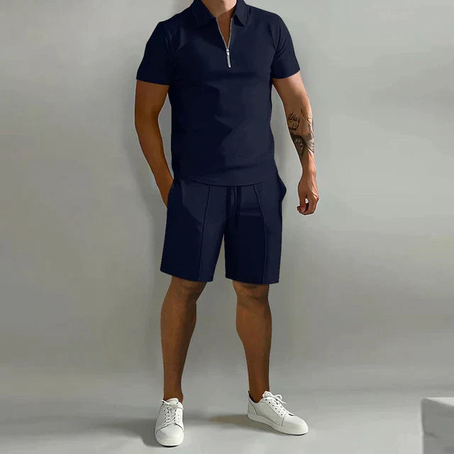 Men's Polo & Shorts Set Two-Piece Matching Collared Casual Holiday Everyday Outfit Co-Ord Damian