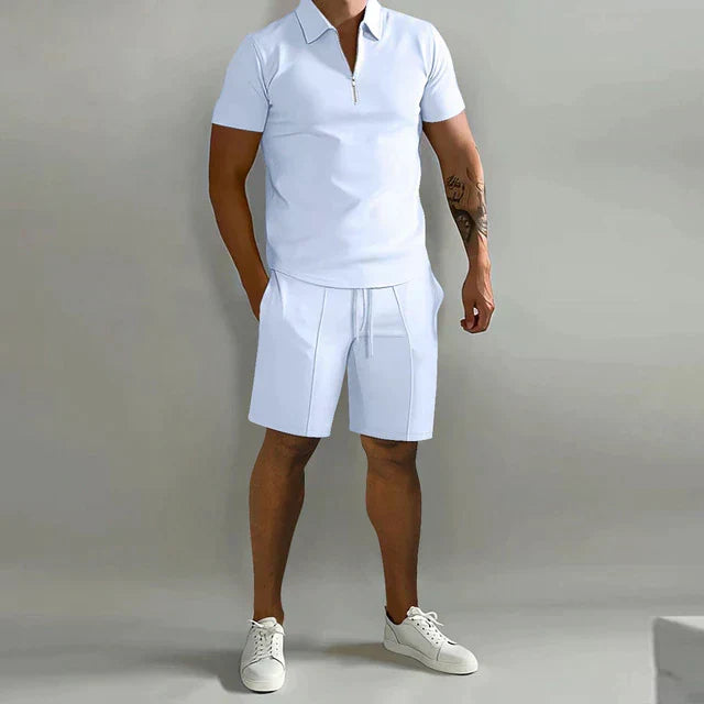 Men's Polo & Shorts Set Two-Piece Matching Collared Casual Holiday Everyday Outfit Co-Ord Damian