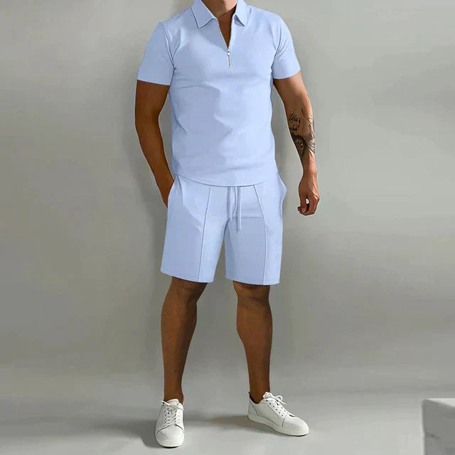 Men's Polo & Shorts Set Two-Piece Matching Collared Casual Holiday Everyday Outfit Co-Ord Damian
