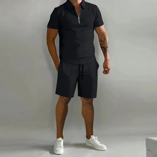Men's Polo & Shorts Set Two-Piece Matching Collared Casual Holiday Everyday Outfit Co-Ord Damian