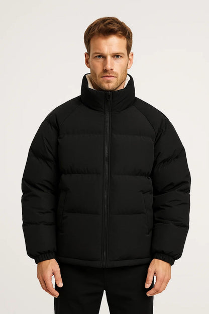 Men's Quilted Outdoor Jacket Warm Layered Design Full-Zip Casual Wear