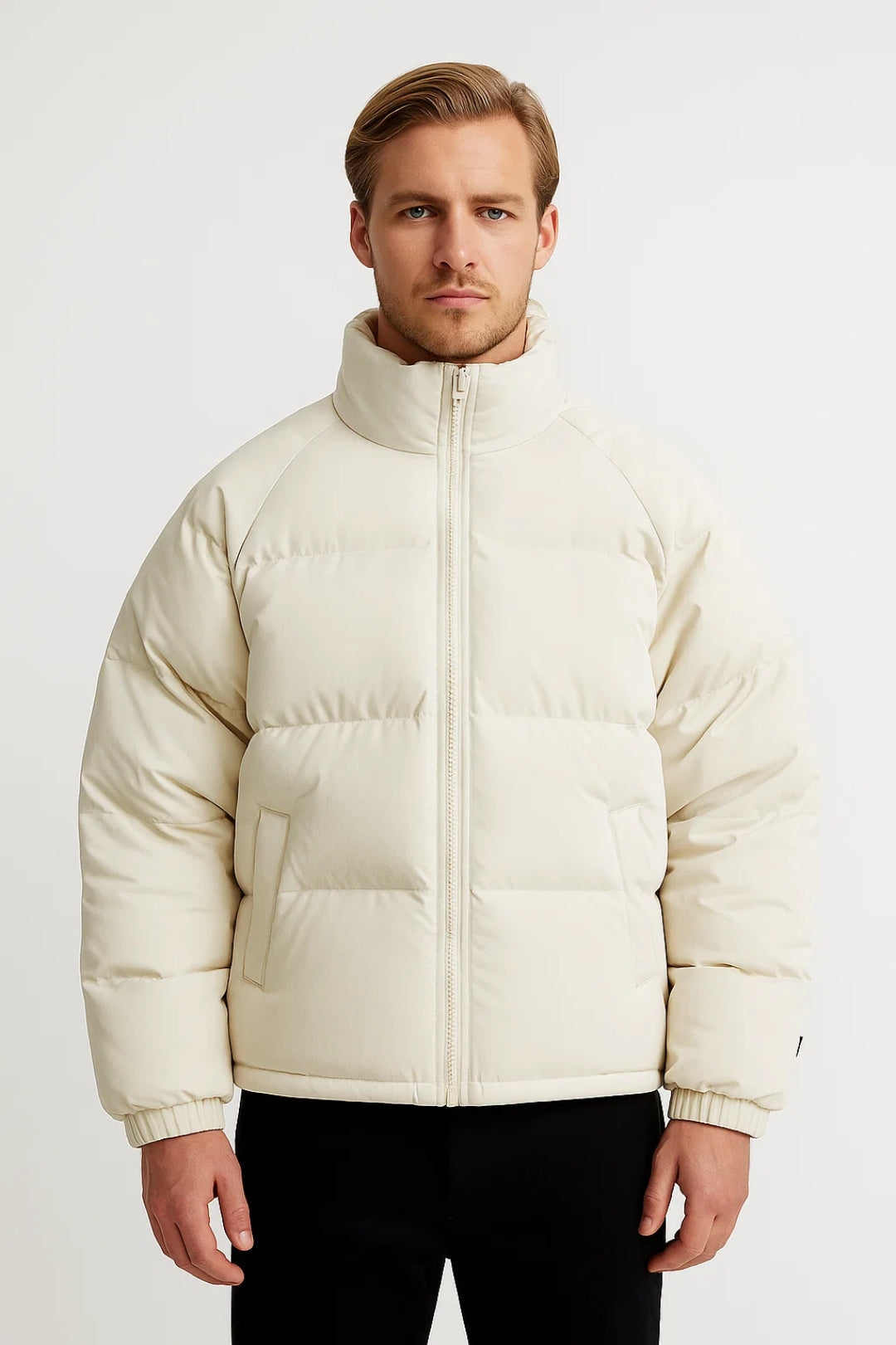 Men's Quilted Outdoor Jacket Warm Layered Design Full-Zip Casual Wear