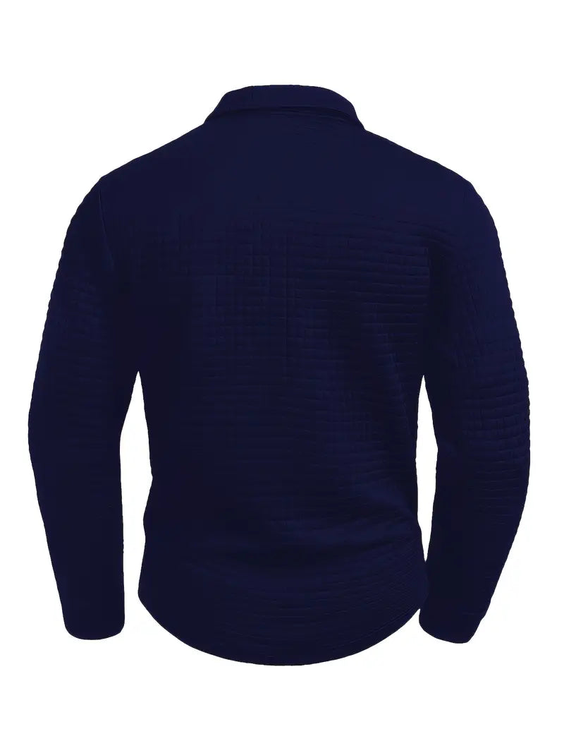 Men's Waffle Texture Polo Shirt Short-Sleeve Collared Casual Everyday