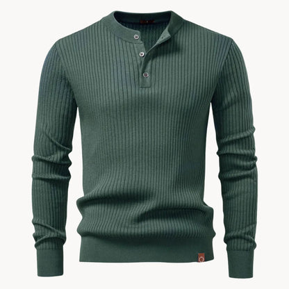 Men's Casual Knit Sweater Round Neck Button Closure Everyday Wear