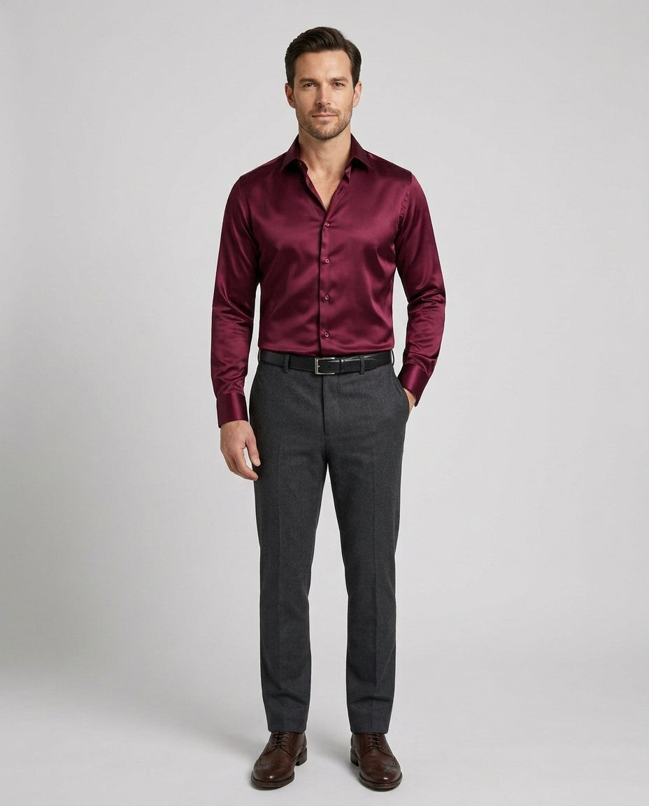 Men's Classic Shirt Button-Up Collared Casual Smart-Casual Office Everyday Relaxed Fit Versatile Long-Sleeve Ashford - Front [Lystr 6a7b67483baee8929018d0f5:front]
