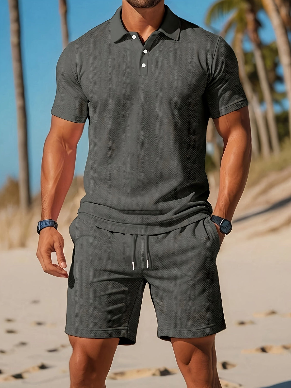 Men's Leisure Set Two-Piece Matching Shirt & Trousers Elegant Classic Casual Smart-Casual Everyday Loungewear Bevan