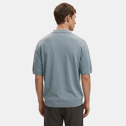 Men's Knit Polo Cardigan Button-Up Collared Ribbed Knitted Casual Smart-Casual Layering Everyday Ambrose