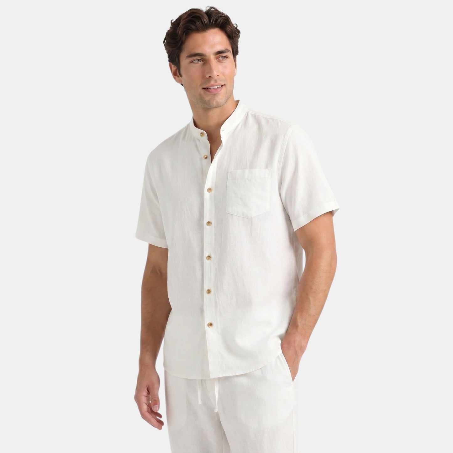 Men's Shirt & Trousers Set Two-Piece Collared Matching Casual Smart-Casual Holiday Everyday Outfit Gabriel