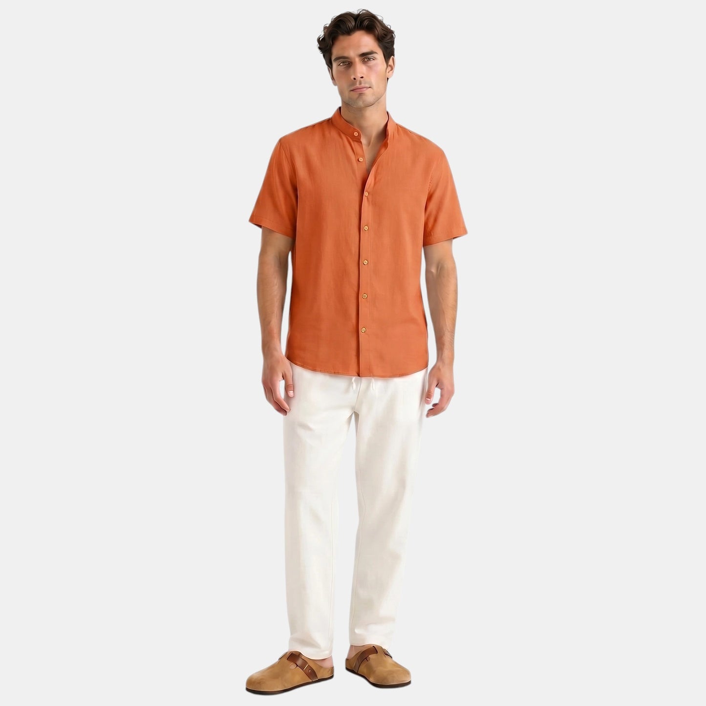 Men's Shirt & Trousers Set Two-Piece Collared Matching Casual Smart-Casual Holiday Everyday Outfit Gabriel