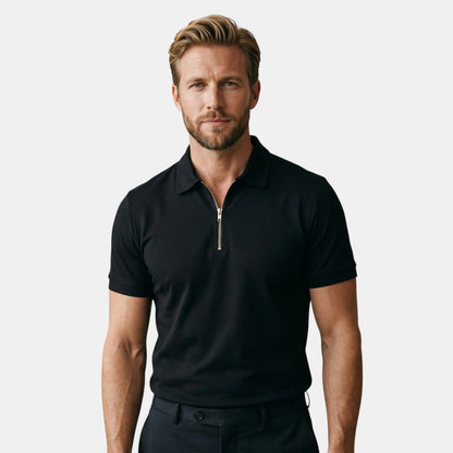Men's Half-Zip Polo Shirt Short-Sleeve Regular Fit Collared Casual Smart-Casual Everyday Sport Golf Kieran