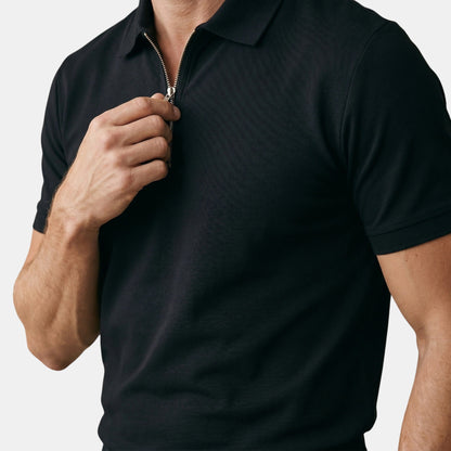 Men's Half-Zip Polo Shirt Short-Sleeve Regular Fit Collared Casual Smart-Casual Everyday Sport Golf Kieran