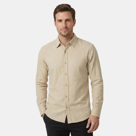 Men's Long-Sleeve Shirt Button-Up Collared Draped Casual Smart-Casual Everyday Relaxed Fit Layering Lorenzo