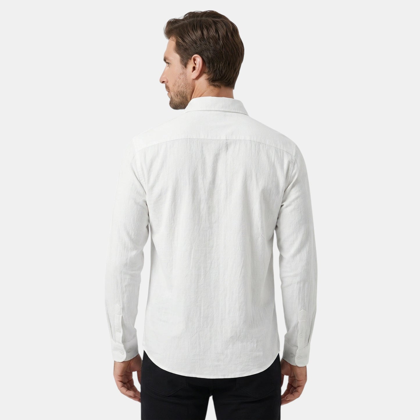 Men's Long-Sleeve Shirt Button-Up Collared Draped Casual Smart-Casual Everyday Relaxed Fit Layering Lorenzo