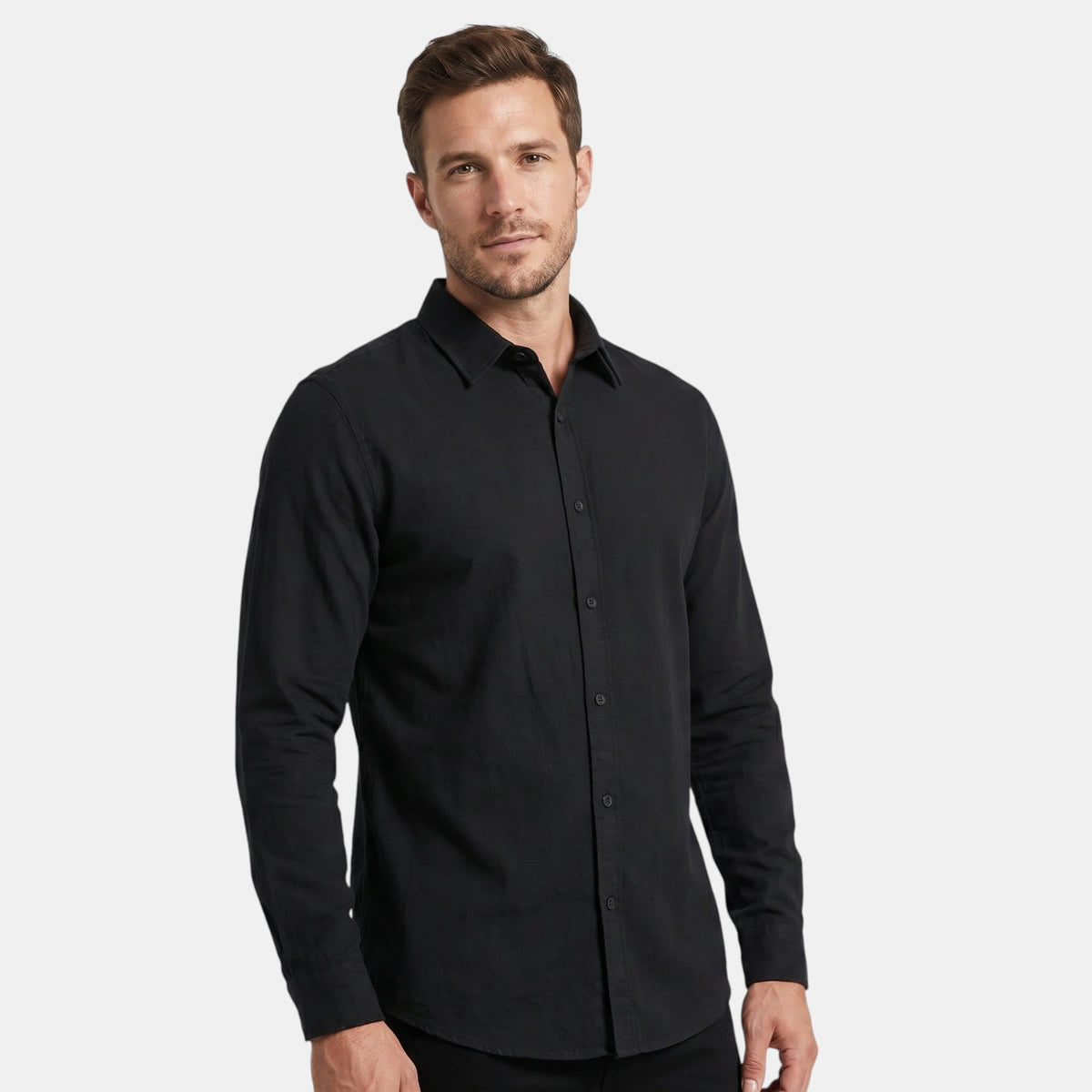 Men's Long-Sleeve Shirt Button-Up Collared Draped Casual Smart-Casual Everyday Relaxed Fit Layering Lorenzo