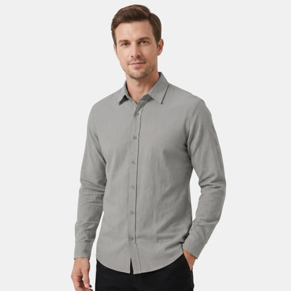 Men's Long-Sleeve Shirt Button-Up Collared Draped Casual Smart-Casual Everyday Relaxed Fit Layering Lorenzo