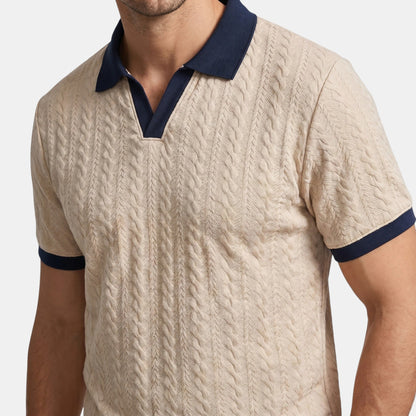 Men's V-Neck Polo Shirt Short-Sleeve Regular Fit Collared Casual Smart-Casual Everyday Golf Sport Tobias