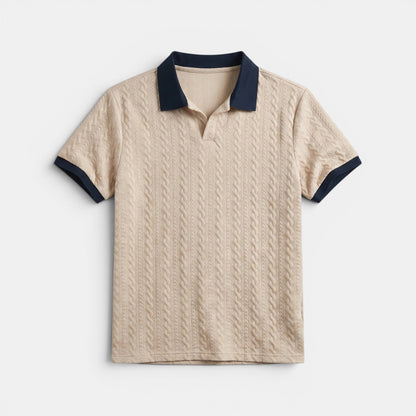 Men's V-Neck Polo Shirt Short-Sleeve Regular Fit Collared Casual Smart-Casual Everyday Golf Sport Tobias