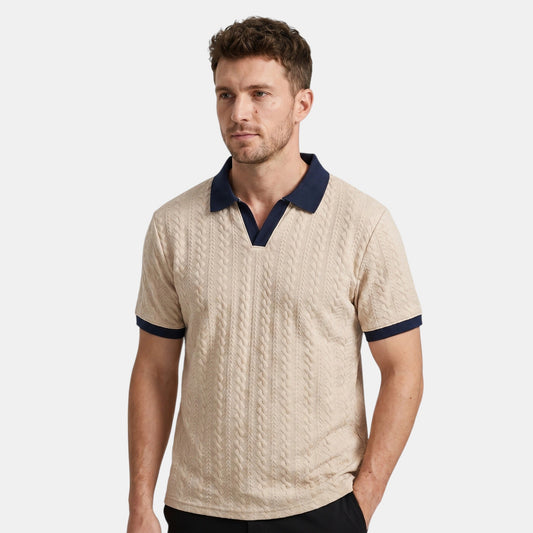 Men's V-Neck Polo Shirt Short-Sleeve Regular Fit Collared Casual Smart-Casual Everyday Golf Sport Tobias