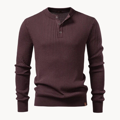 Men's Casual Knit Sweater Round Neck Button Closure Everyday Wear
