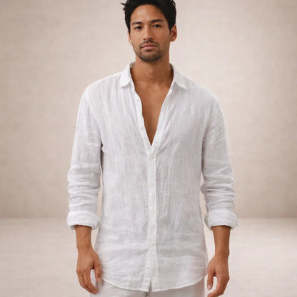 Men's Open Collar Shirt Long-Sleeve Button-Up Casual Smart-Casual Holiday Beach Everyday Relaxed Fit Griffith