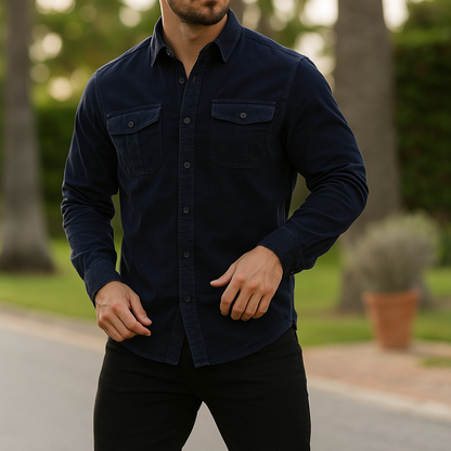 Men's Casual Button-Up Shirt Short-Sleeve Collared Relaxed Fit Everyday