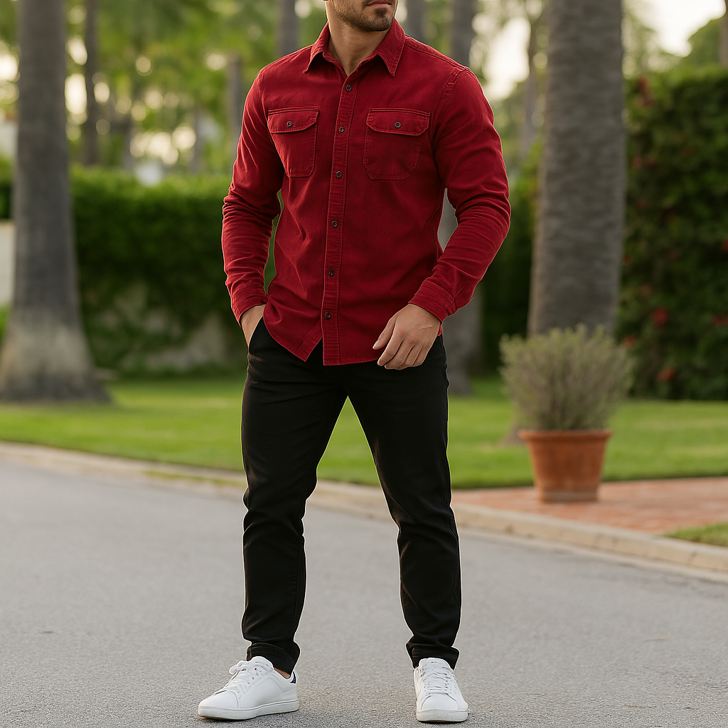 Men's Casual Button-Up Shirt Short-Sleeve Collared Relaxed Fit Everyday