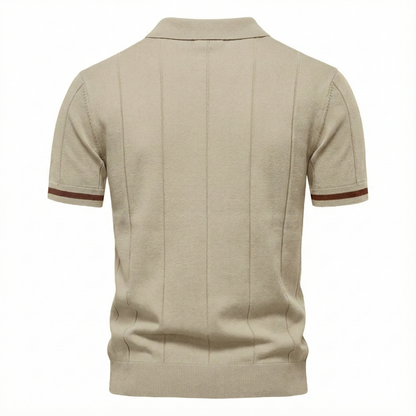 Men's Quarter-Zip Polo Shirt Short-Sleeve Collared Ribbed Casual Smart-Casual Everyday Golf Sport Regular Fit Weller