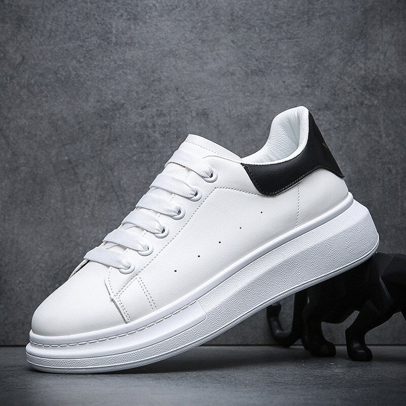 Men's Low-Top Sneakers White Lace-Up Trainers Minimalist Casual Everyday Walking Sport Comfort Streetwear Versatile Sable