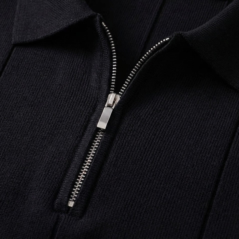 Men's Quarter-Zip Polo Shirt Short-Sleeve Collared Ribbed Casual Smart-Casual Everyday Golf Sport Regular Fit Weller