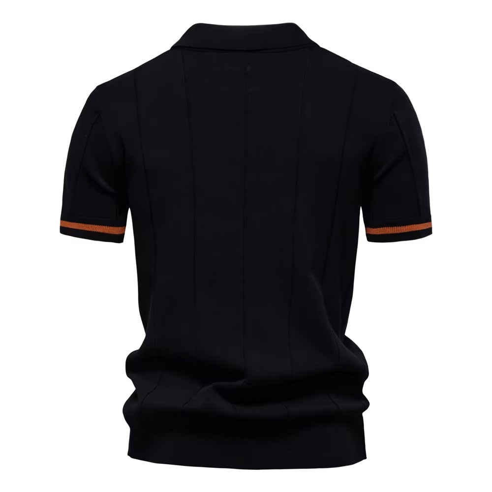 Men's Quarter-Zip Polo Shirt Short-Sleeve Collared Ribbed Casual Smart-Casual Everyday Golf Sport Regular Fit Weller