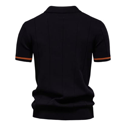 Men's Quarter-Zip Polo Shirt Short-Sleeve Collared Ribbed Casual Smart-Casual Everyday Golf Sport Regular Fit Weller