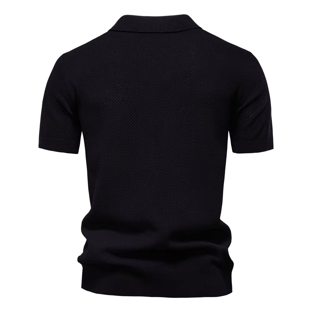 Men's Mesh Polo Shirt Short-Sleeve Collared Breathable Textured Casual Smart-Casual Everyday Golf Sport Regular Fit Osgood