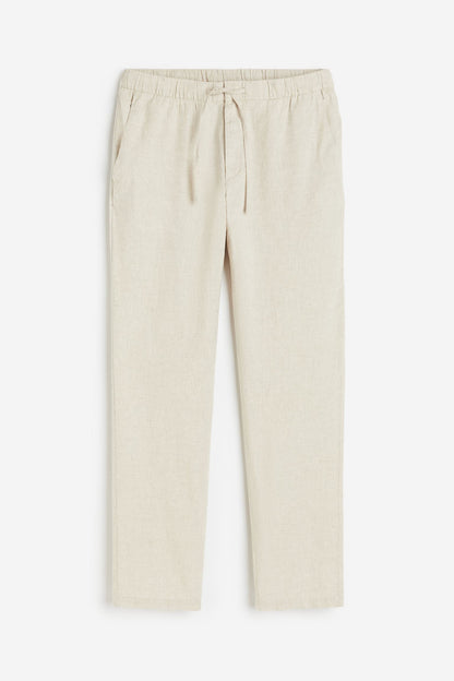 Men's Relaxed Fit Trousers Drawstring Elastic Waist Loose Tapered Casual Everyday Smart-Casual Lounge Halvard