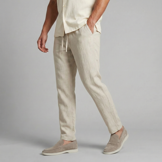 Men's Relaxed Fit Trousers Loose Drawstring Elastic Waist Casual Everyday Smart-Casual Tapered Lounge Marsden
