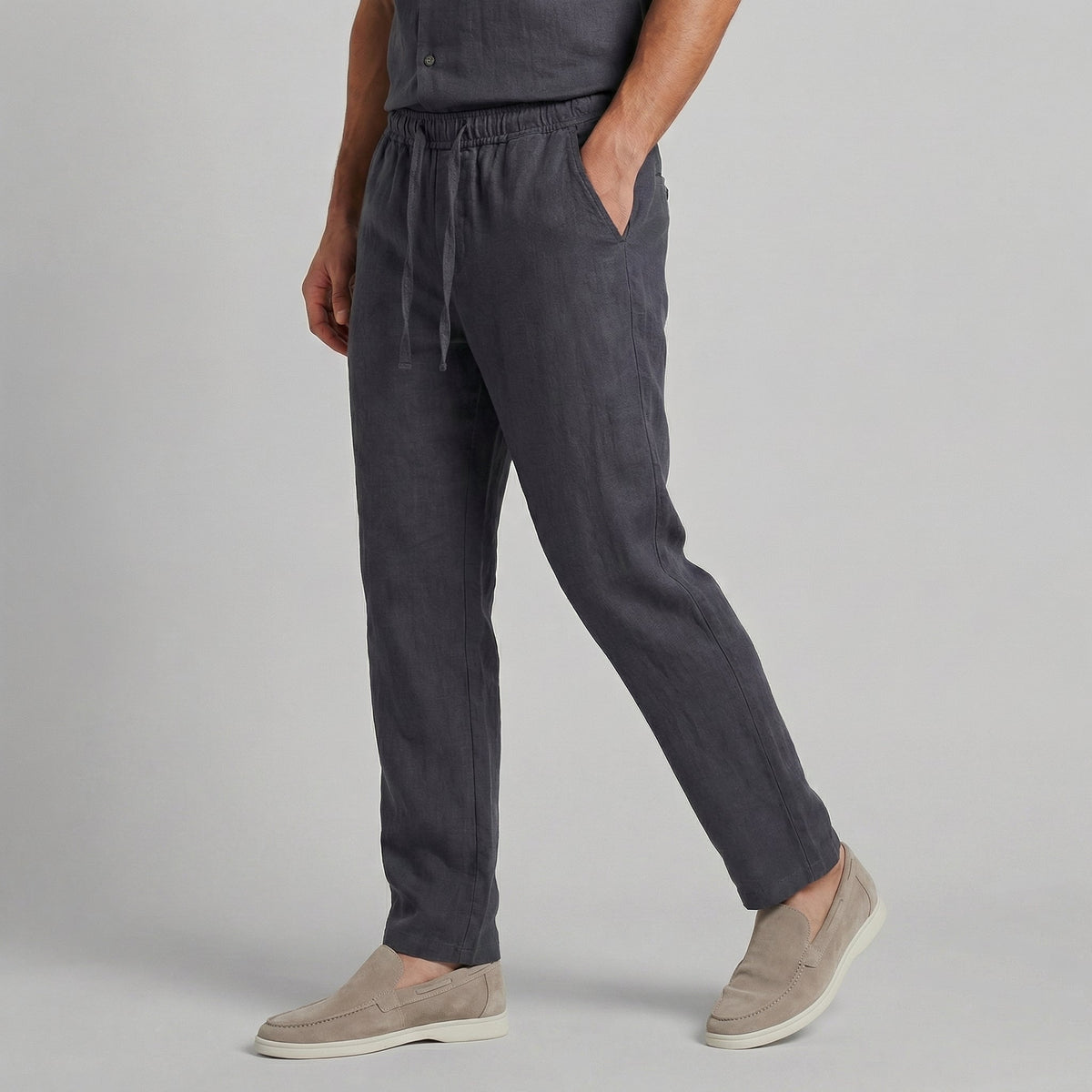 Men's Relaxed Fit Trousers Loose Drawstring Elastic Waist Casual Everyday Smart-Casual Tapered Lounge Marsden