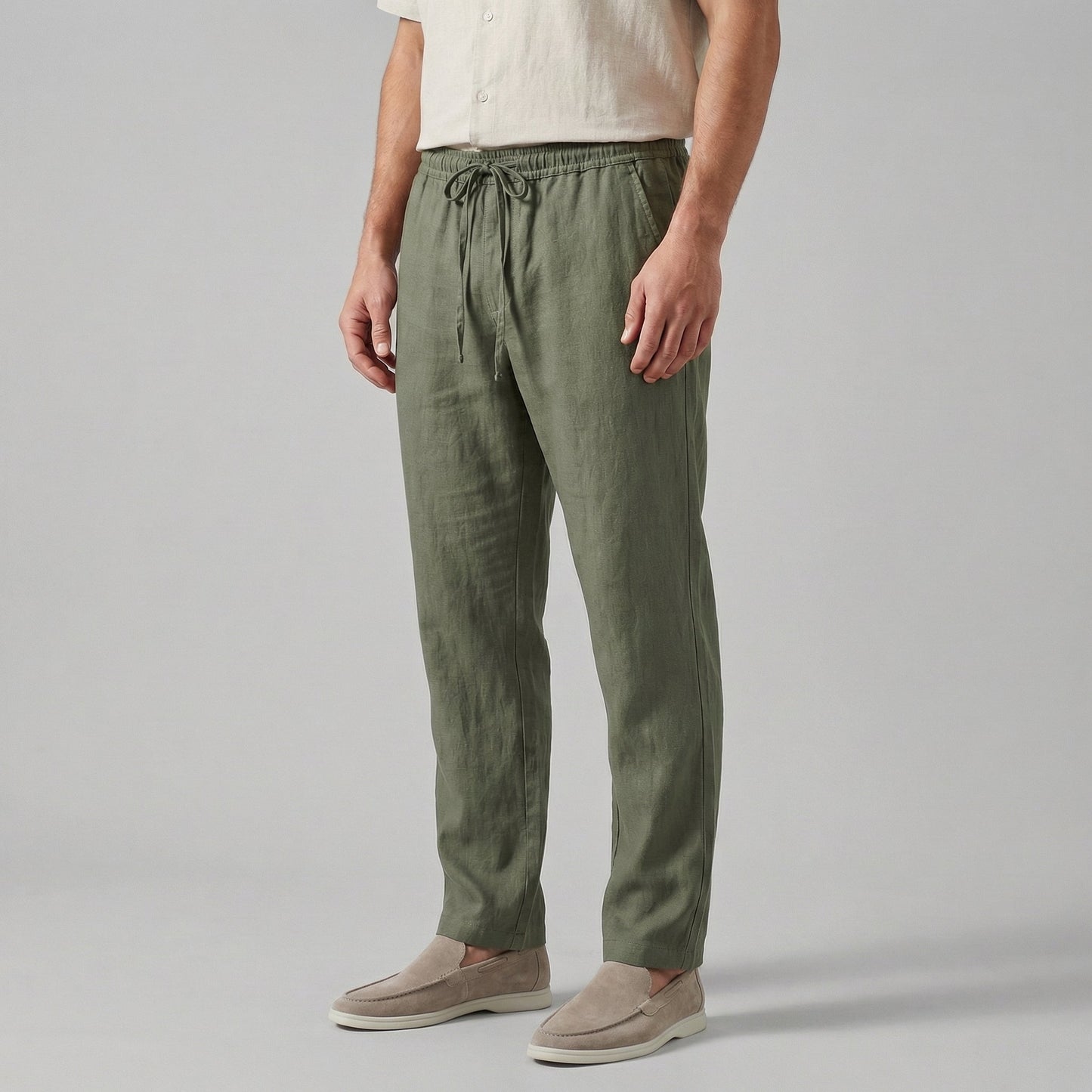 Men's Relaxed Fit Trousers Loose Drawstring Elastic Waist Casual Everyday Smart-Casual Tapered Lounge Marsden