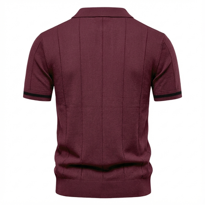 Men's Quarter-Zip Polo Shirt Short-Sleeve Collared Ribbed Casual Smart-Casual Everyday Golf Sport Regular Fit Weller