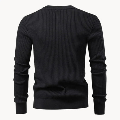 Men's Casual Knit Sweater Round Neck Button Closure Everyday Wear