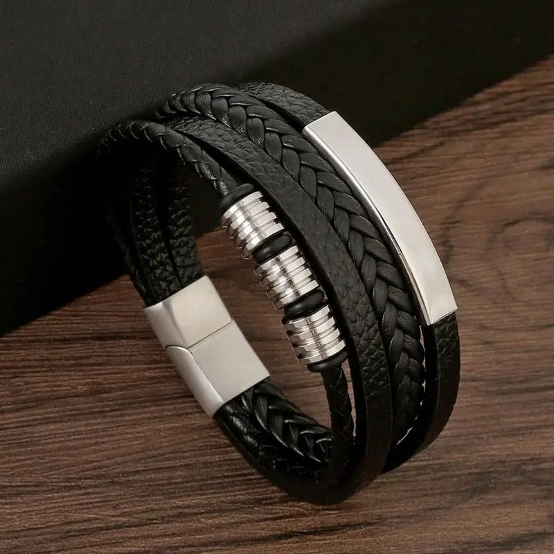 Men's Bracelet Beaded Adjustable Braided Cuff Casual Formal Smart-Casual Everyday Accessory Stackable Quentin