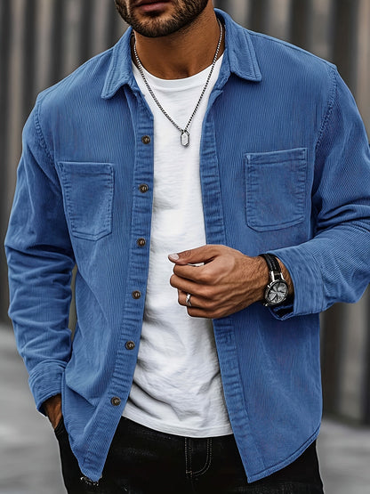Men's Corduroy Overshirt Button-Up Shacket Relaxed Fit Casual Layering Everyday Smart-Casual Vintage Barrett