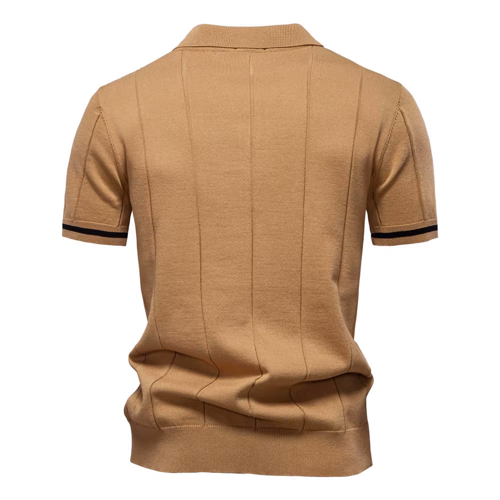 Men's Quarter-Zip Polo Shirt Short-Sleeve Collared Ribbed Casual Smart-Casual Everyday Golf Sport Regular Fit Weller