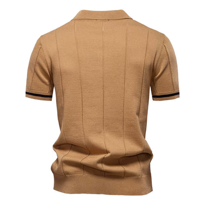 Men's Quarter-Zip Polo Shirt Short-Sleeve Collared Ribbed Casual Smart-Casual Everyday Golf Sport Regular Fit Weller