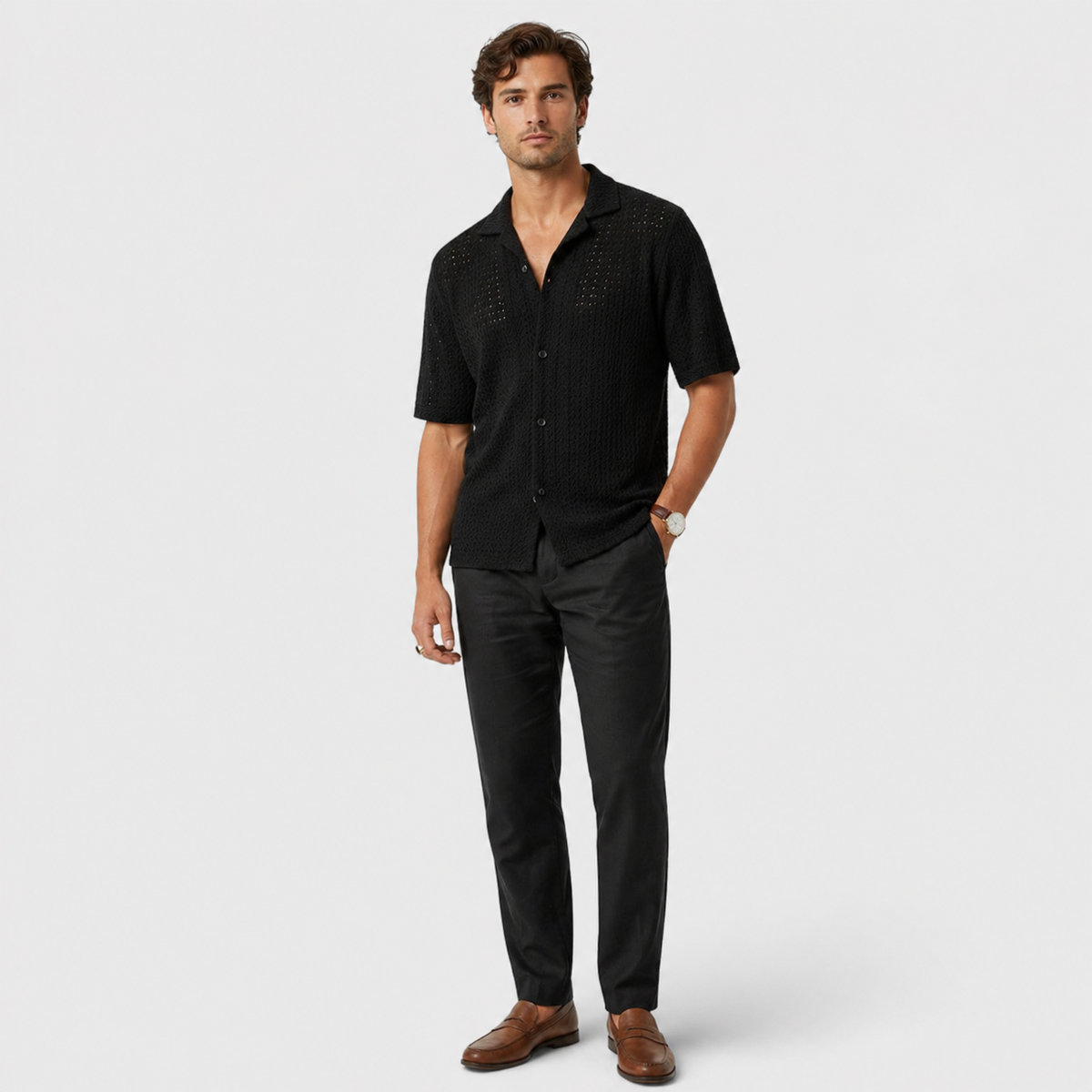Men's Casual Shirt Button-Up Collared Elegant Smart-Casual Holiday Beach Relaxed Fit Everyday Colby
