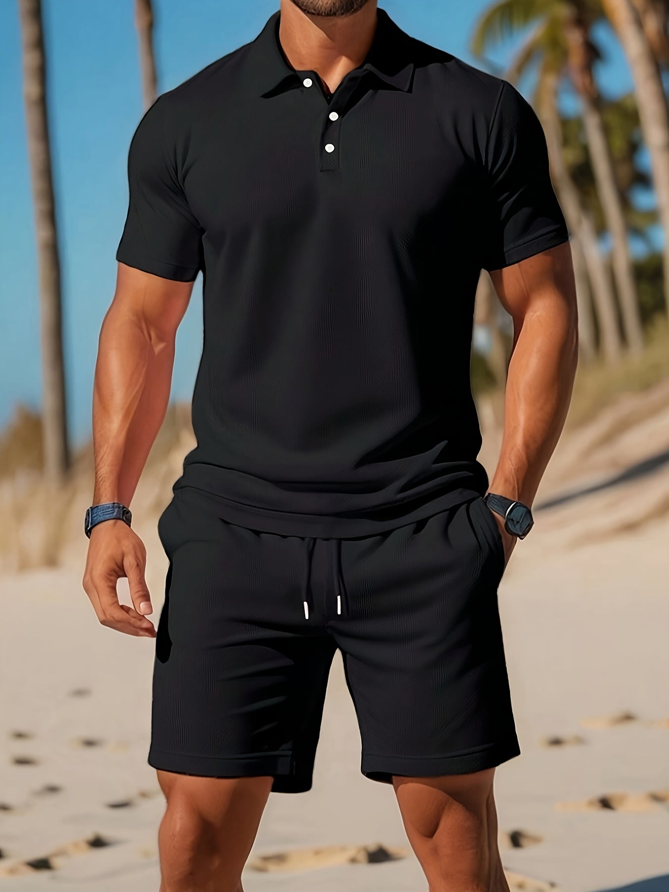 Men's Leisure Set Two-Piece Matching Shirt & Trousers Elegant Classic Casual Smart-Casual Everyday Loungewear Bevan