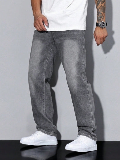 Men's Casual Straight Fit Jeans Versatile Everyday Wear Stylish Comfort
