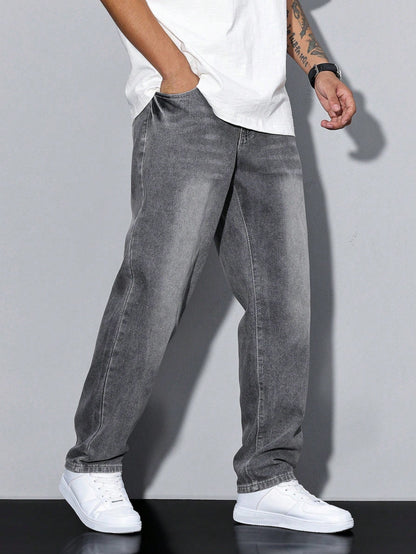 Men's Casual Straight Fit Jeans Versatile Everyday Wear Stylish Comfort