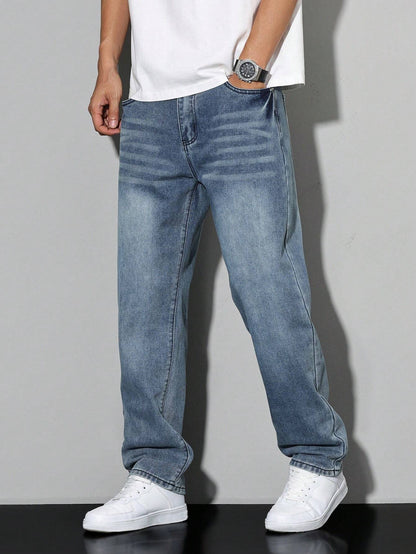 Men's Casual Straight Fit Jeans Versatile Everyday Wear Stylish Comfort